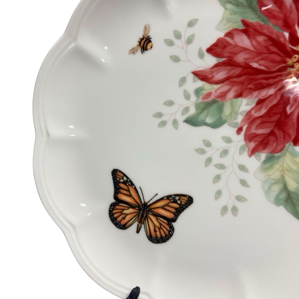 Butterfly Meadow Lenox Poinsettia & Bee Accent Plate - Picture 2 of 9